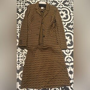 Brown and Gold Patterned Skirt Suit